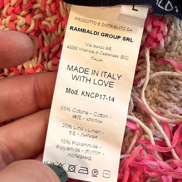 Marco Rambaldi Ssense Pink Crochet Halter Top Fringe Hem NEW NWT L Cotton Linen - Picture 7 of 9